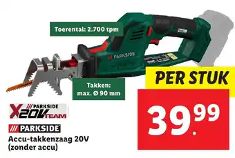 Lidl Parkside accu-takkenzaag 20V (zonder accu) aanbieding
