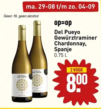 ALDI Del Pueyo Gewurrztraminer Chardonnay Spanje 0.75L aanbieding