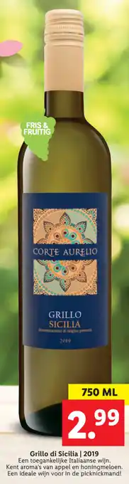Lidl Corte Aurelio Grillo di Sicilia | 2019 750ml aanbieding
