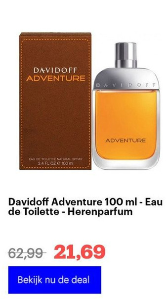 Bol.com Davidoff adventure 100 ml - eau de toilette - herenparfum aanbieding