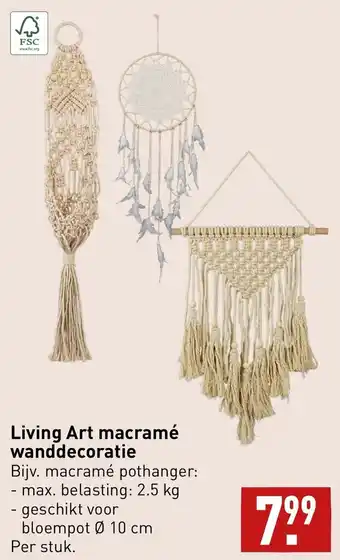 ALDI Living art macrame wanddecoratie 2.5KG 10CM aanbieding