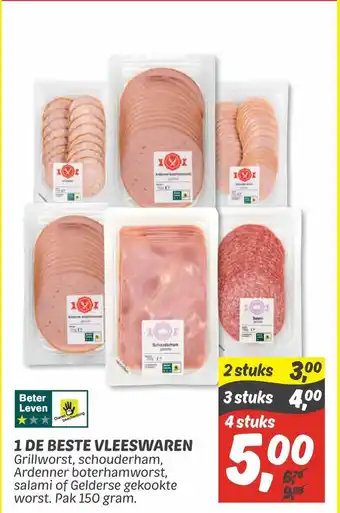 Dekamarkt 1 de beste vleeswaren 4 stuks pak 150 gram aanbieding