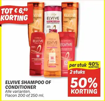 Dekamarkt Elvive shampoo of conditioner flacon 200 of 250ML.  2 stuks aanbieding