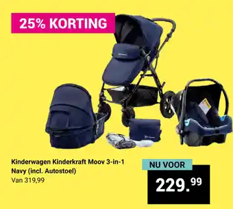 Van Asten BabySuperstore Kinderwagen kinderkraft moov 3-in-1 Navy (incl. autostoel) aanbieding