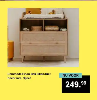 Van Asten BabySuperstore Commode finori bali Eiken/riet decor incl. opzet aanbieding