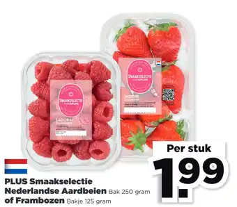 PLUS Plus smaakselectie nederlandse aardbeien of frambozen aanbieding