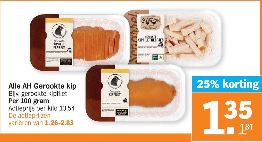 Alle ah gerookte kip aanbieding bij Albert Heijn