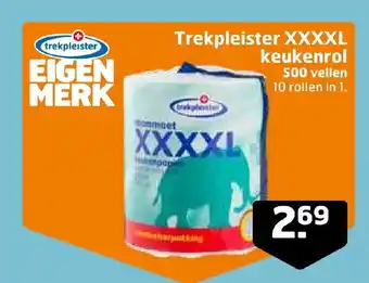 Trekpleister XXXXL keukenrol 500 vellen 10 rollen in 1 aanbieding