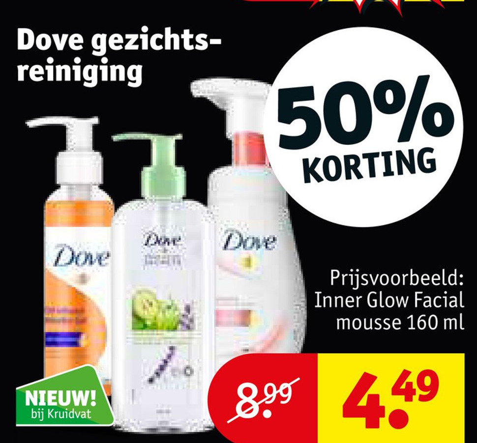 Dove gezichts reiniging aanbieding bij Kruidvat