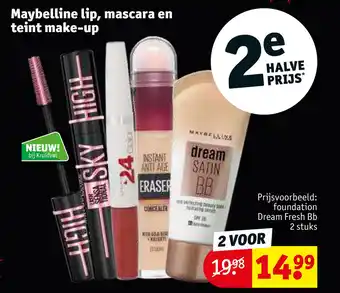 Kruidvat Maybelline lip, mascara en teint make-up aanbieding