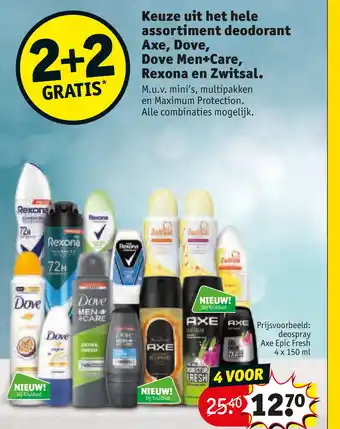 Kruidvat Keuze uit het hele assortiment deodorant axe, dove, dove men+care, rexona en zwitsal. aanbieding