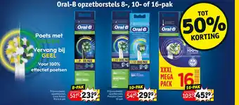 Kruidvat Oral-b opzetborstels 8-, 10- of 16-pak aanbieding