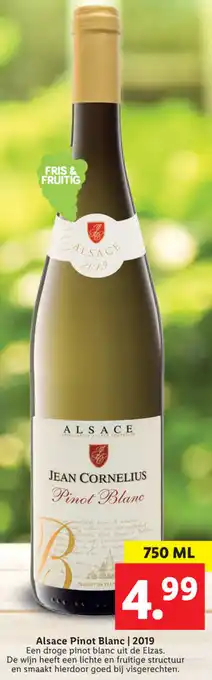 Lidl Alsace Jean Cornelius Pinot Blanc | 2019 750ml aanbieding