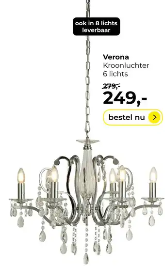 Lampidee Verona kroonluchter 6 lichts aanbieding