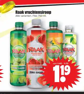 Dirk Raak vruchtensiroop 750 ml aanbieding