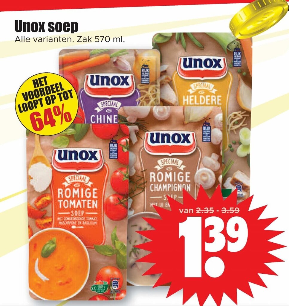 Unox soep 570 ml aanbieding bij Dirk