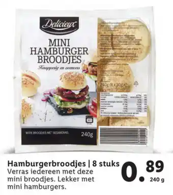 Lidl Delicieux Hamburgerbroodjes 240g aanbieding