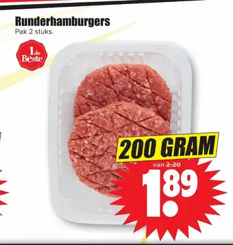 Dirk Runderhamburgers 200 gram 2 stuks aanbieding