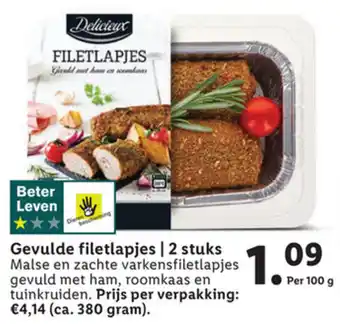 Lidl Delicieux Gevulde filetlapjes 100g aanbieding