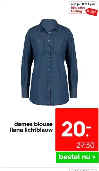 HEMA Dames blouse ilana lichtblauw aanbieding