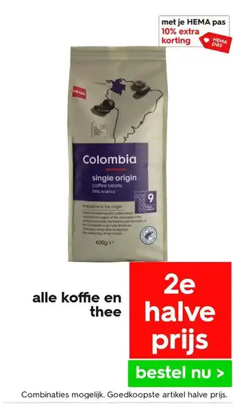 HEMA Alle koffie en thee aanbieding