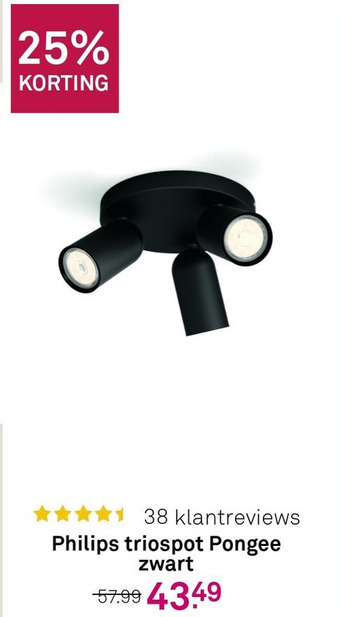 Karwei Philips triospot pongee zwart aanbieding