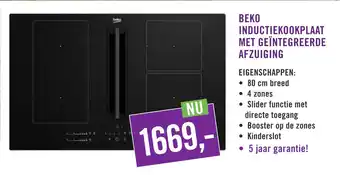 Keukendepot Beko inductiekookplaat met geïntegreerde afzuiging aanbieding