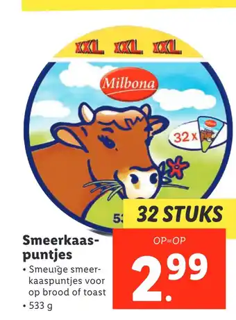 Lidl Smeerkaaspuntjes aanbieding