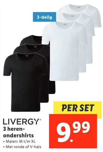 Lidl Livergy 3 heren-ondershirts aanbieding