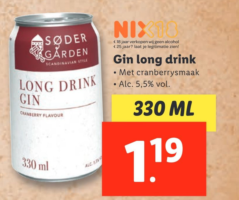 Gin long drink aanbieding bij Lidl