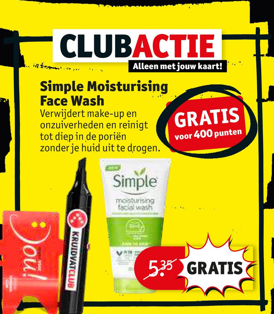 Simple moisturising face wash aanbieding bij Kruidvat