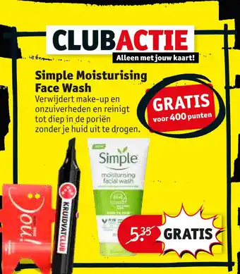 Kruidvat Simple moisturising face wash aanbieding