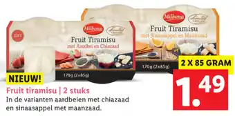 Lidl Milbona Fruit tiramisu 2*85g aanbieding