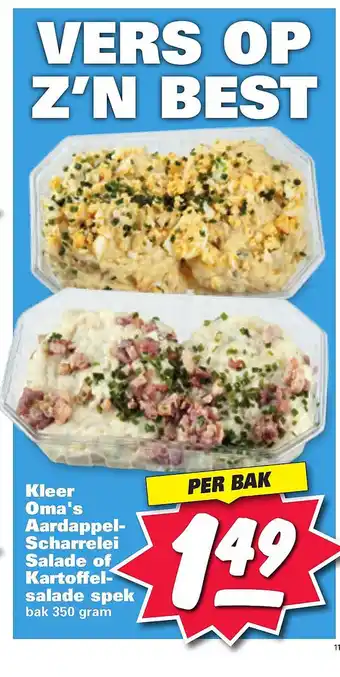 Nettorama Kleer oma's aardappel-scharrelei salade of kartoffel- salade spek aanbieding