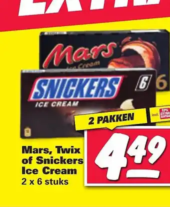 Nettorama Mars, twix of snickers ice cream aanbieding