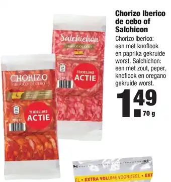 ALDI Chorizo Iberico de cebo of Salchichon 70g aanbieding