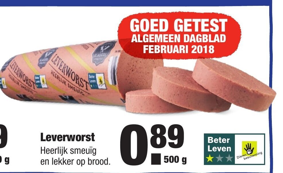 Leverworst 500g aanbieding bij ALDI