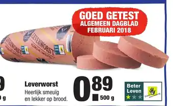 ALDI Leverworst 500g aanbieding