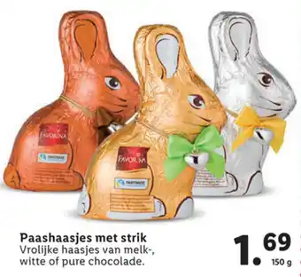 Lidl Favorina Paashaasjes met strik 150g aanbieding