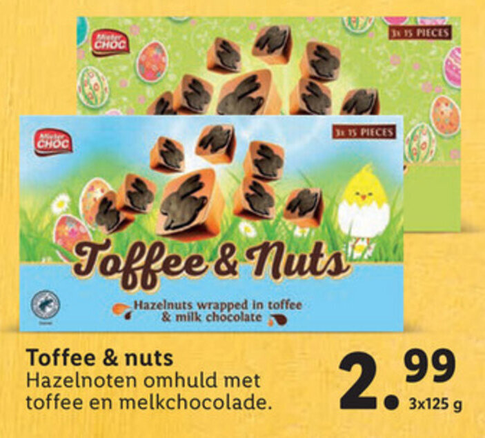 Favorina Toffee & nuts 3*125g aanbieding bij Lidl