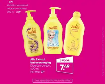 Big Bazar Alle Zwitsal babyverzorging 400 ml aanbieding