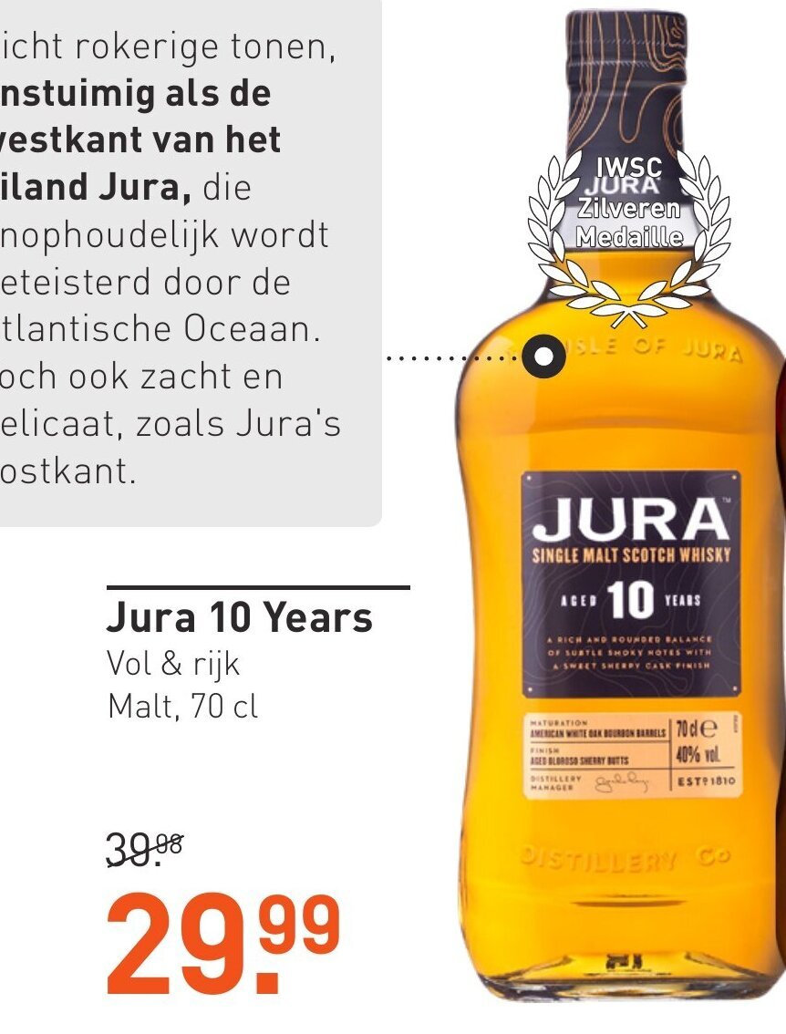 Jura 10 Years 70 cl aanbieding bij Gall & Gall