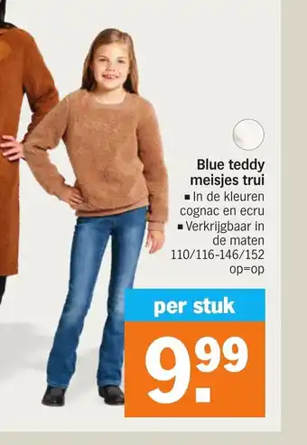 Albert Heijn Blue teddy meisjes trui aanbieding