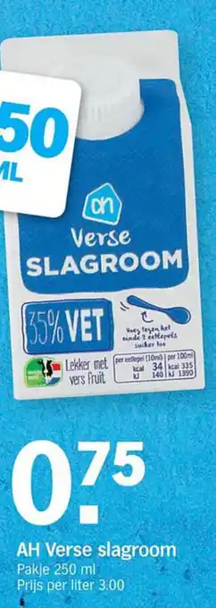 Albert Heijn AH verse slagroom 250ml aanbieding