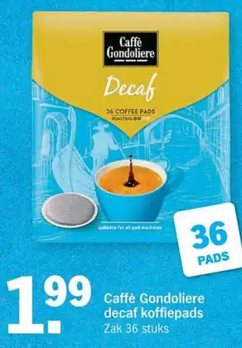 Albert Heijn Caffe Gondoliere Decaf koffiepads aanbieding