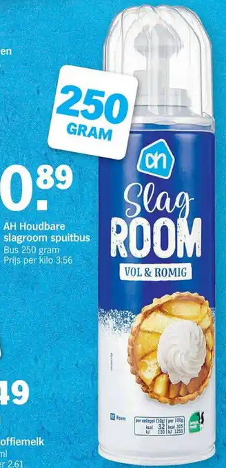 Albert Heijn AH Houdbare slagroom spuitbus 250g aanbieding