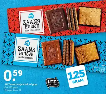 Albert Heijn AH Zaans huisje melk of puur 125g aanbieding