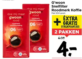 Vomar Voordeelmarkt G'woon Snelfilter Roodmerk Koffie aanbieding