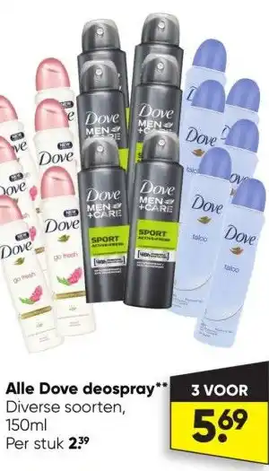 Big Bazar Alle dove deospray aanbieding