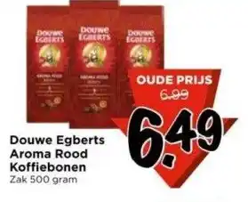 Vomar Voordeelmarkt Douwe egberts aroma rood koffiebonen zak 500 gram aanbieding